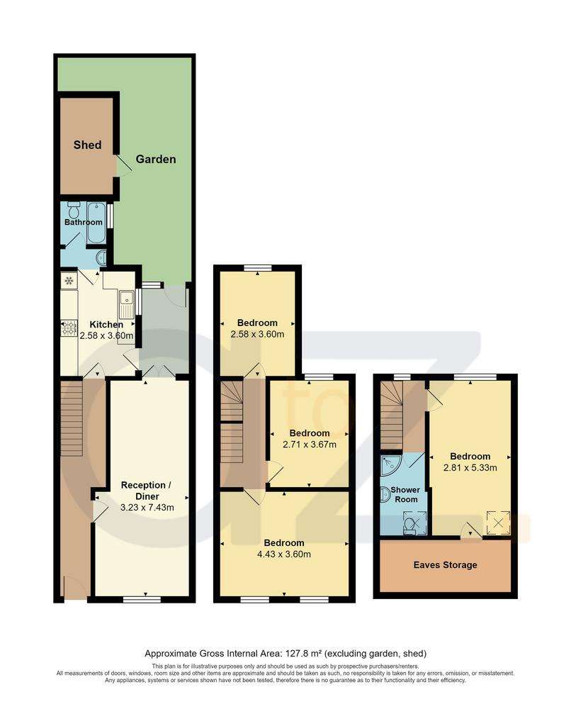 4 bedroom terraced house to rent - floorplan