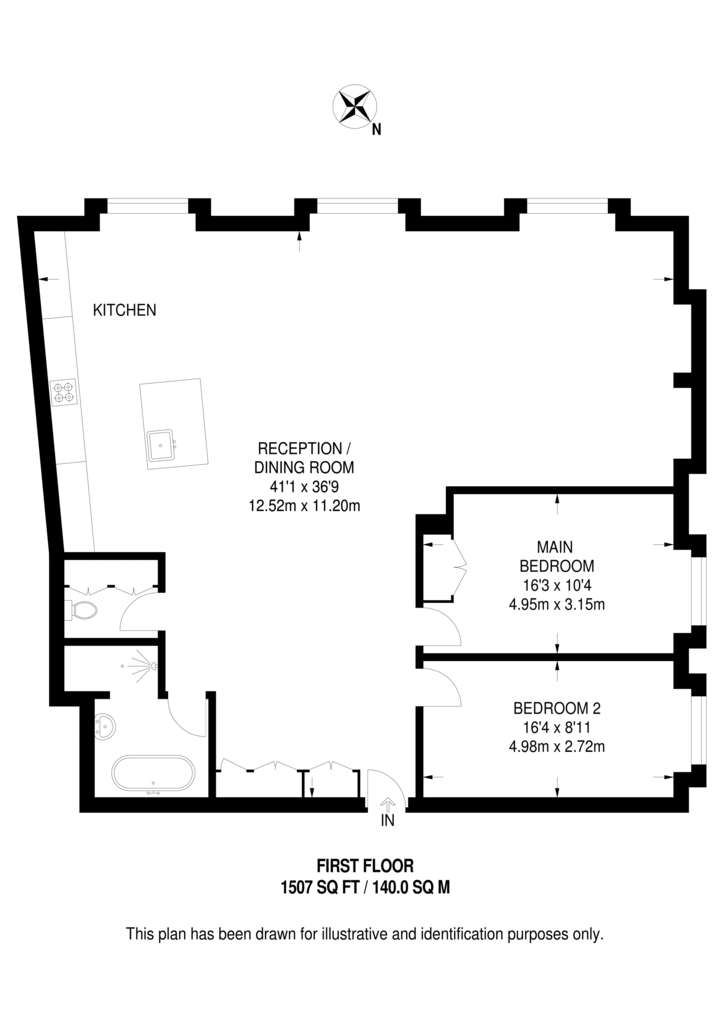 2 bedroom flat to rent - floorplan