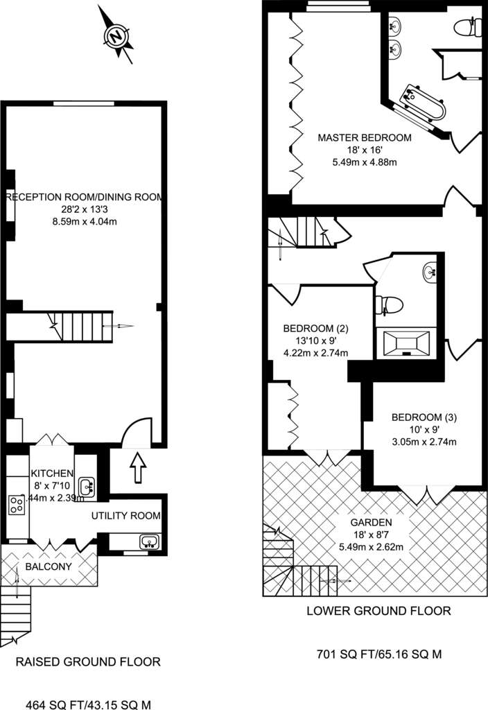 3 bedroom flat to rent - floorplan