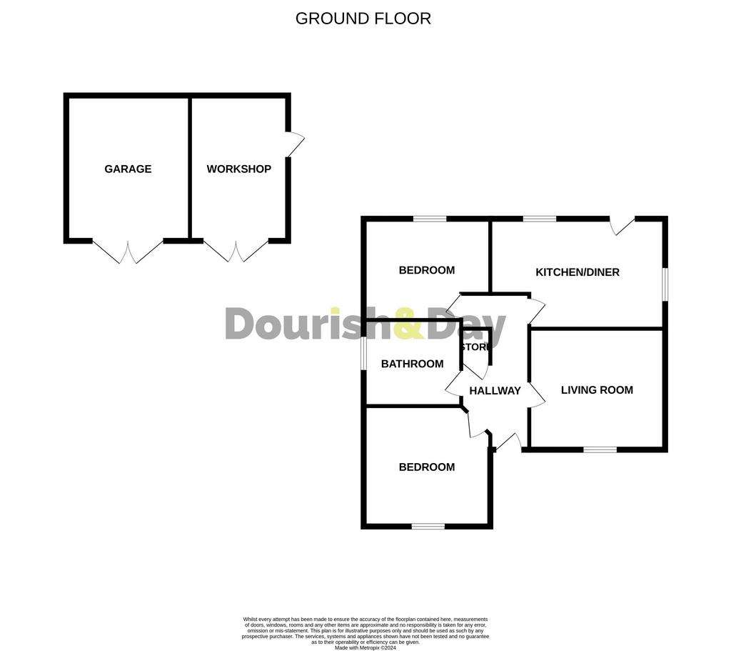 2 bedroom detached bungalow for sale - floorplan