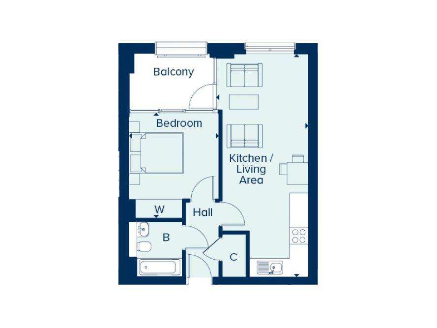 1 bedroom flat for sale - floorplan