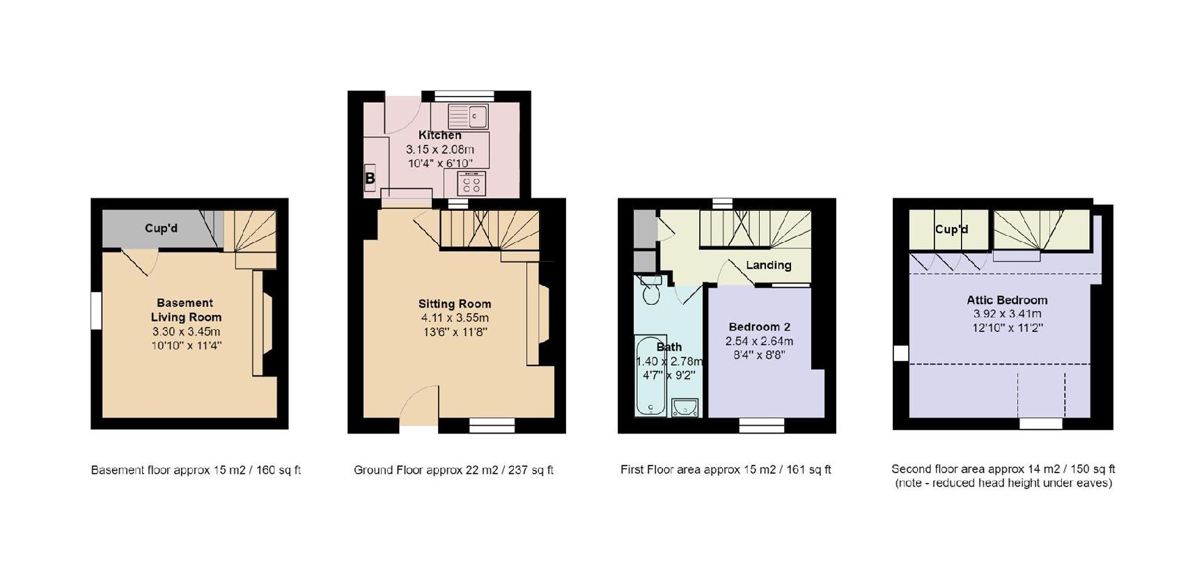 2 bedroom end of terrace house for sale - floorplan