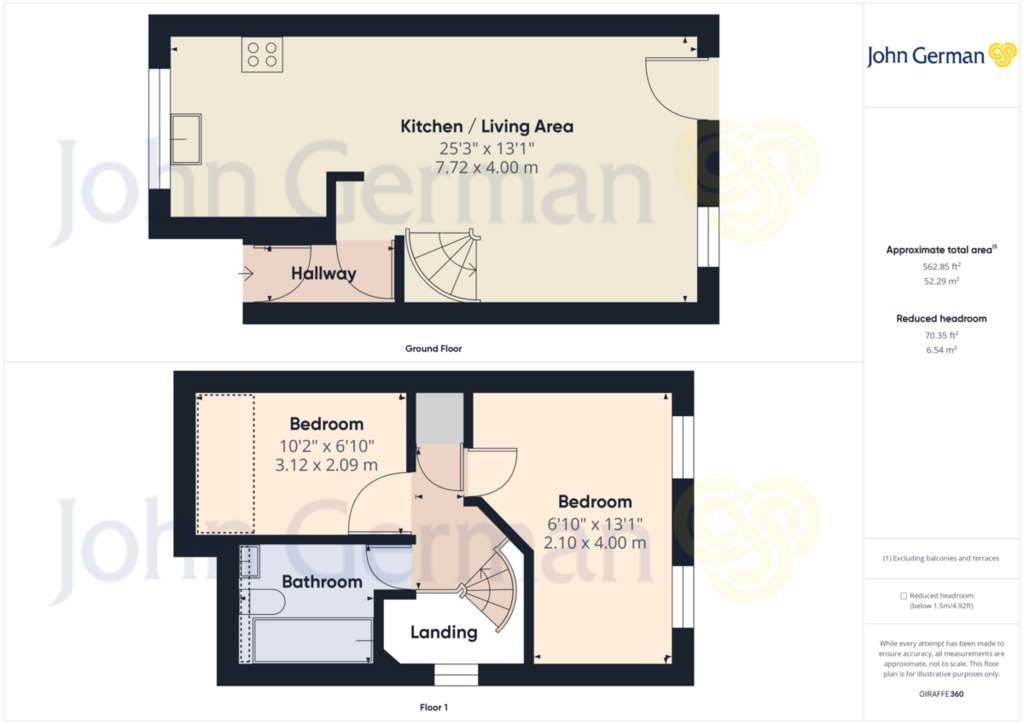 2 bedroom end of terrace house for sale - floorplan