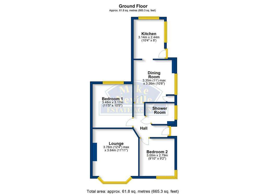 2 bedroom semi-detached bungalow for sale - floorplan