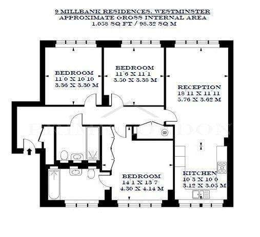 3 bedroom flat to rent - floorplan