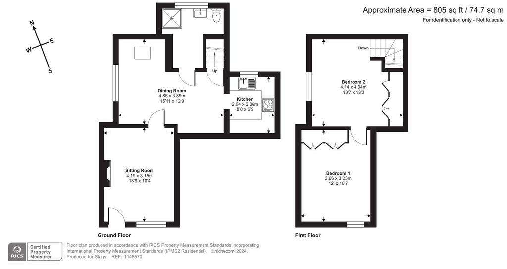 2 bedroom terraced house for sale - floorplan