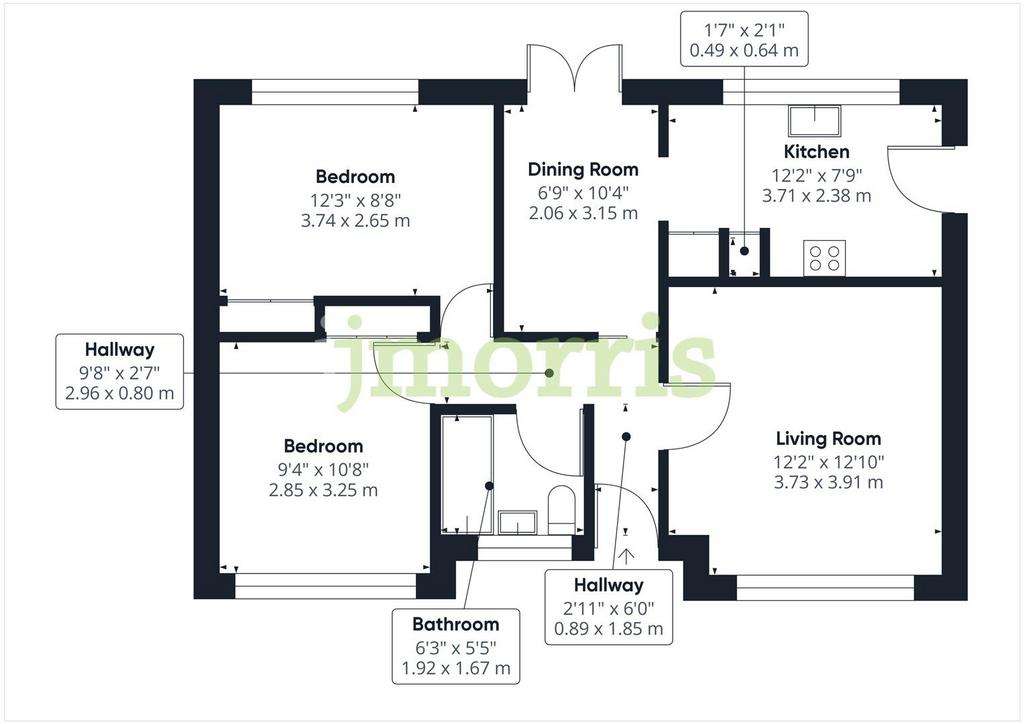 2 bedroom semi-detached bungalow for sale - floorplan