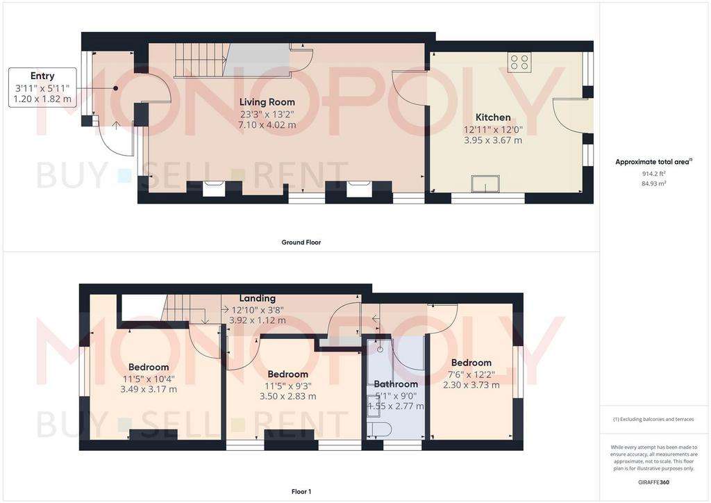 3 bedroom semi-detached house for sale - floorplan