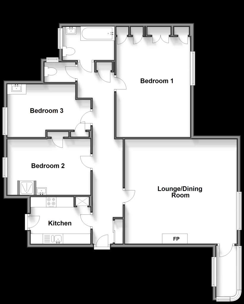 3 bedroom flat for sale - floorplan