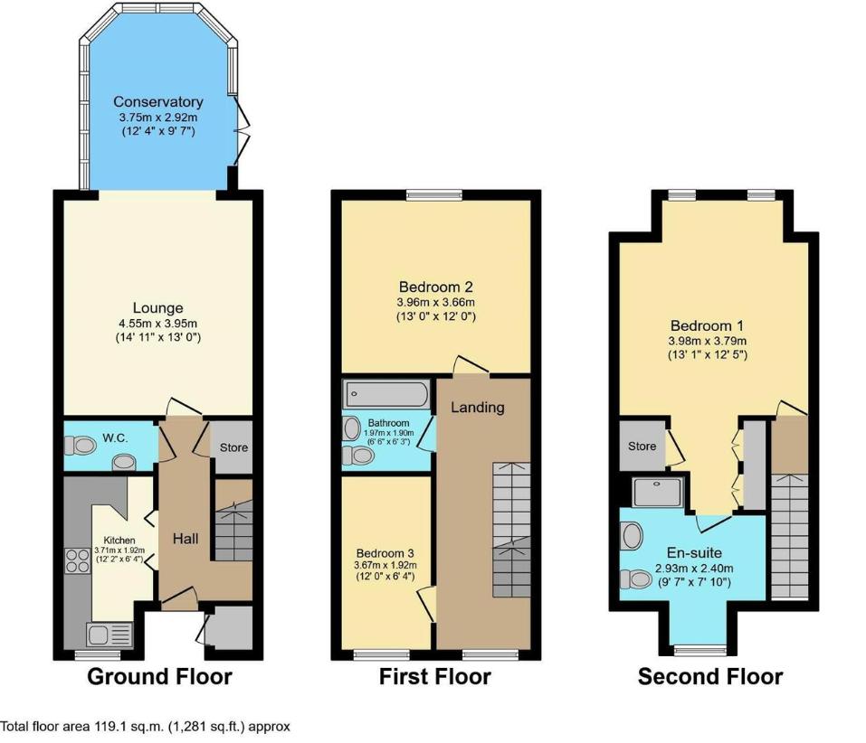 3 bedroom semi-detached house for sale - floorplan