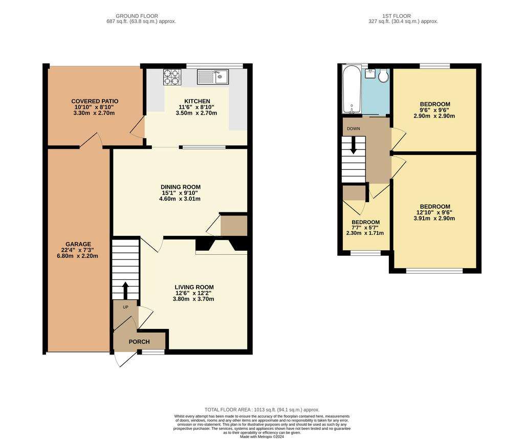 3 bedroom semi-detached house for sale - floorplan