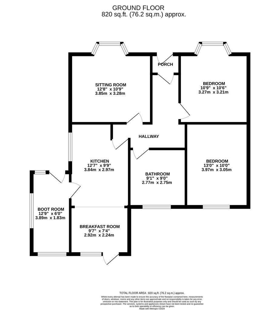 2 bedroom bungalow for sale - floorplan