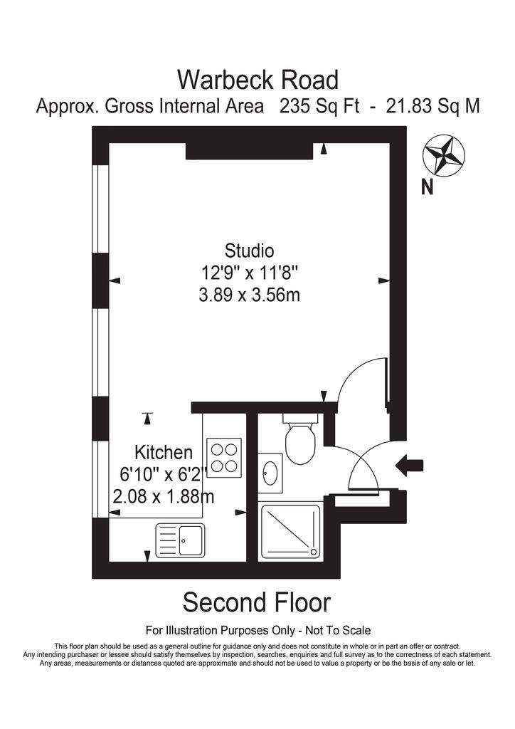 Studio flat to rent - floorplan