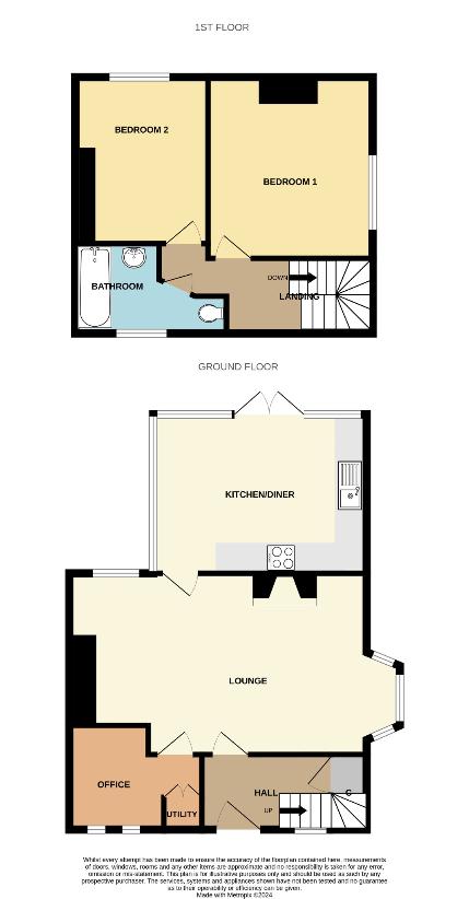 2 bedroom end of terrace house for sale - floorplan