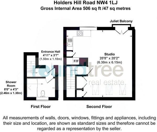 Studio flat for sale - floorplan