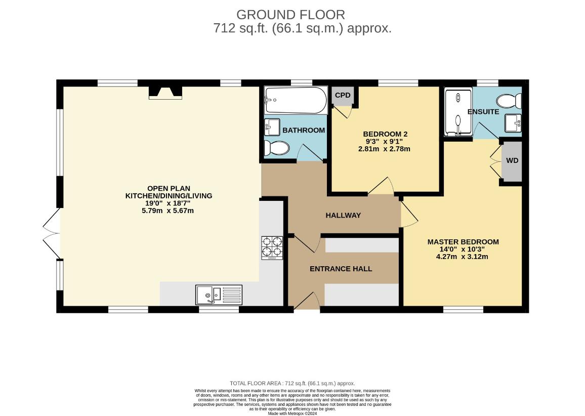 2 bedroom bungalow for sale - floorplan