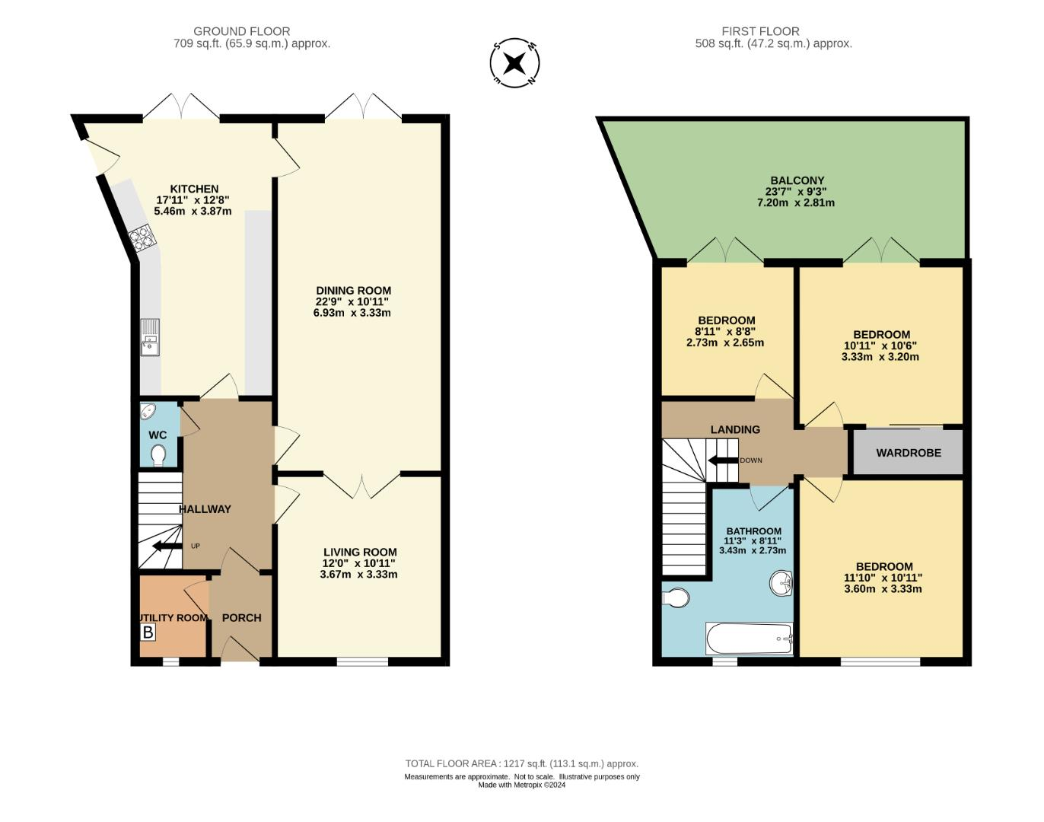 3 bedroom semi-detached house for sale - floorplan