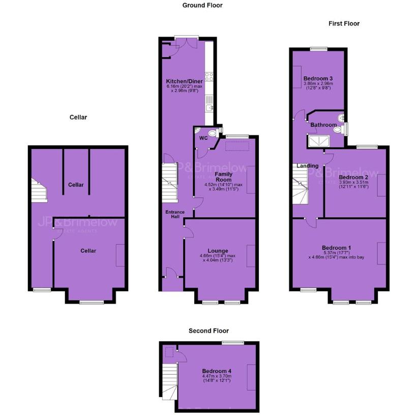 4 bedroom terraced house for sale - floorplan