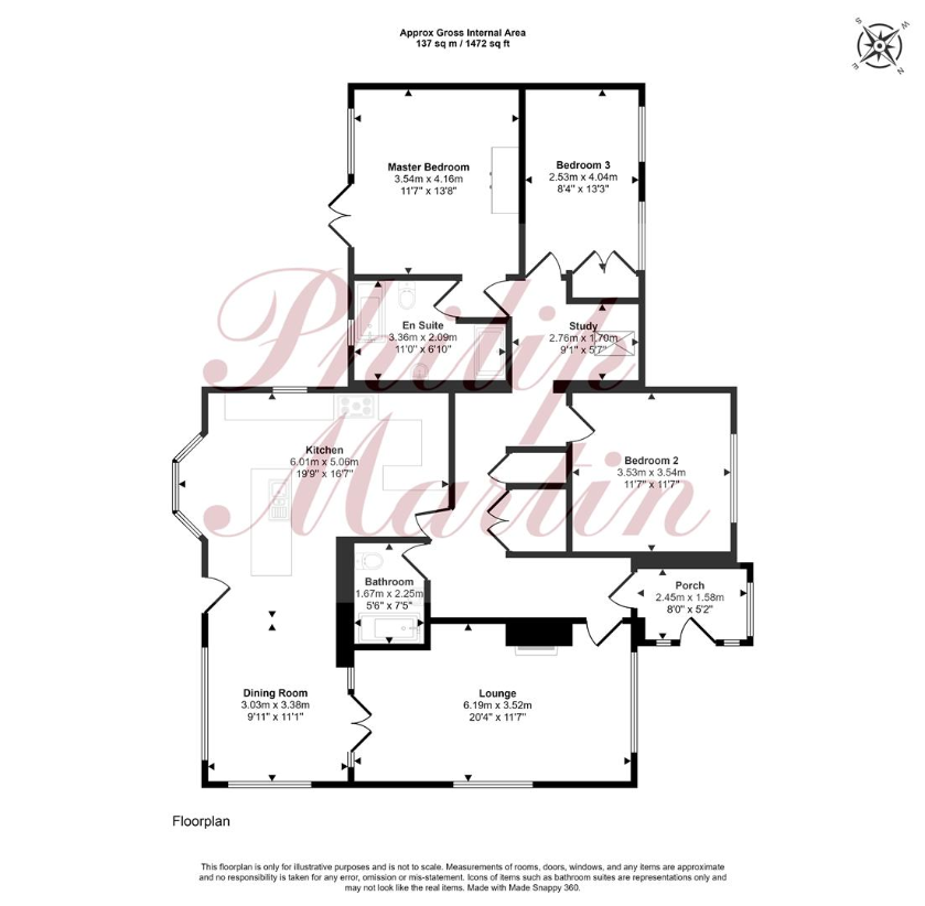 3 bedroom bungalow for sale - floorplan