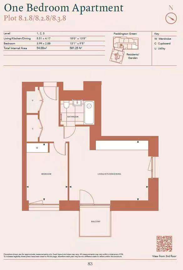 1 bedroom penthouse apartment for sale - floorplan