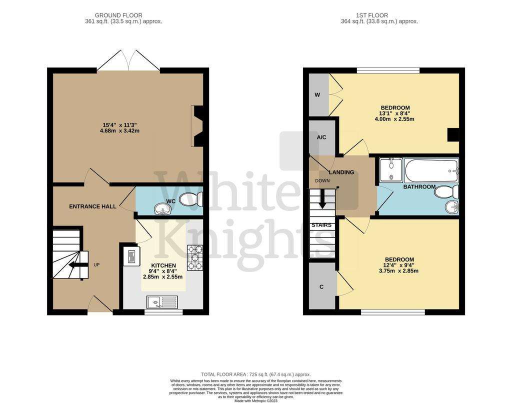 2 bedroom semi-detached house for sale - floorplan