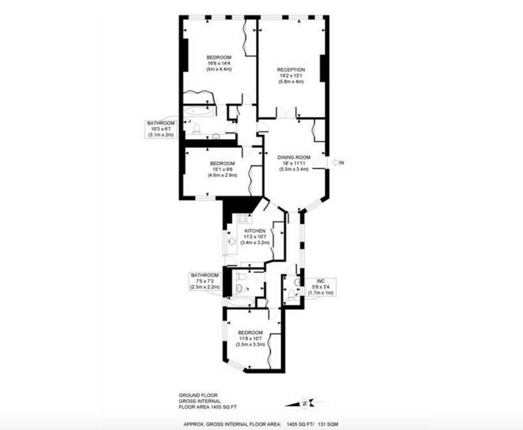 3 bedroom flat to rent - floorplan