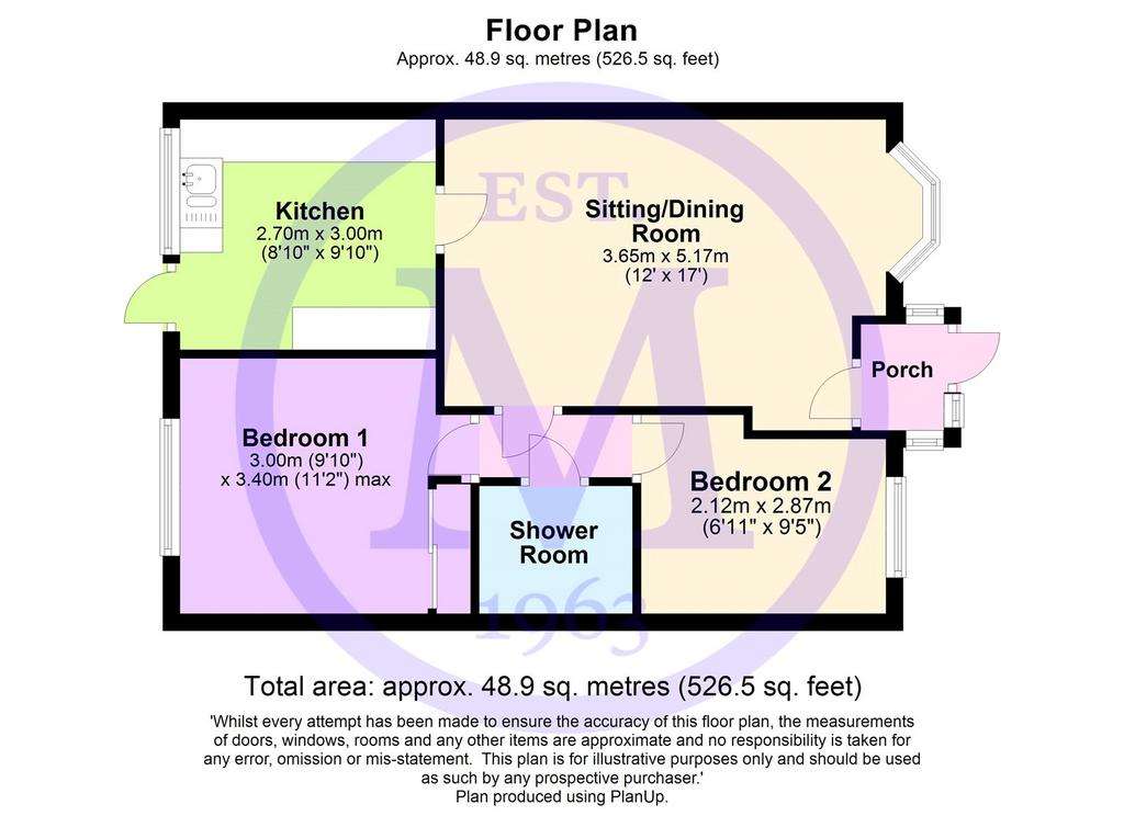 2 bedroom bungalow for sale - floorplan