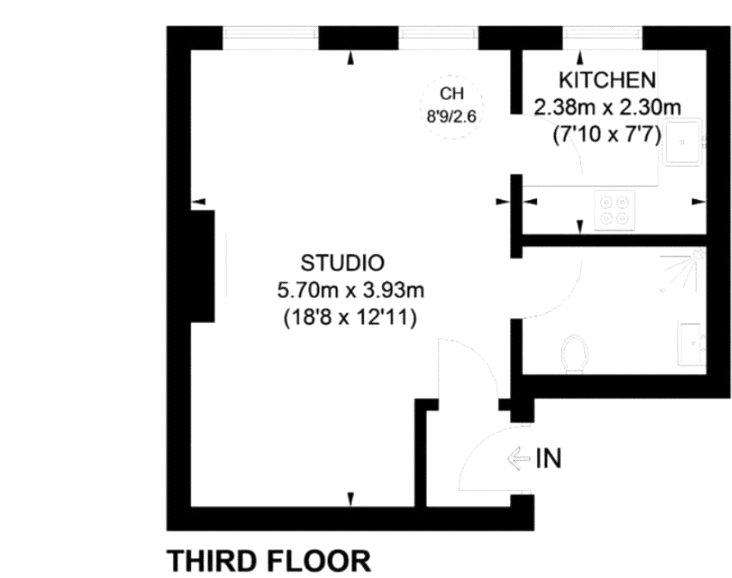 Studio flat to rent - floorplan