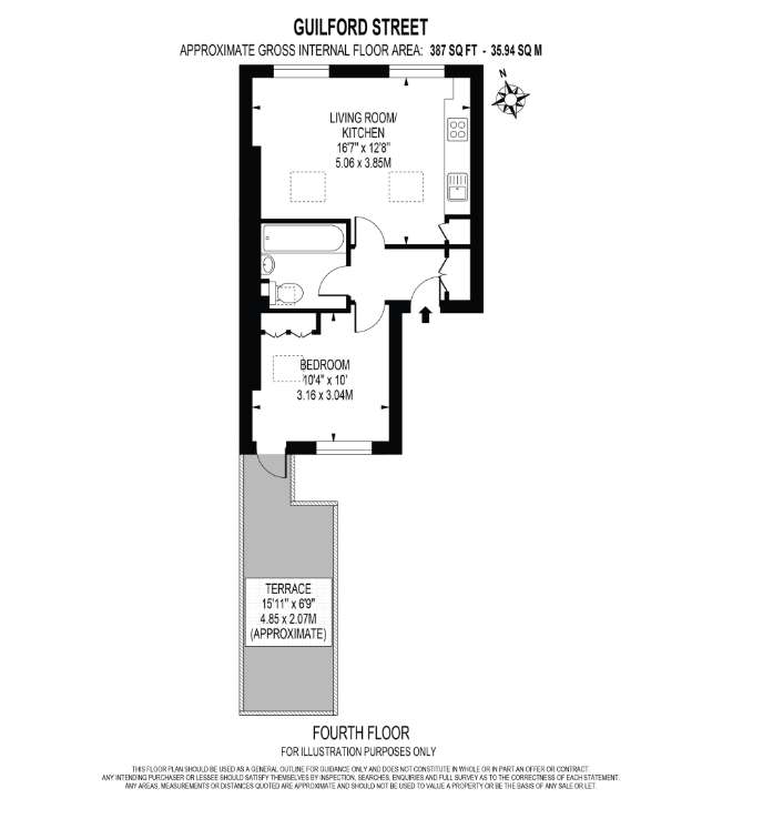 1 bedroom flat to rent - floorplan