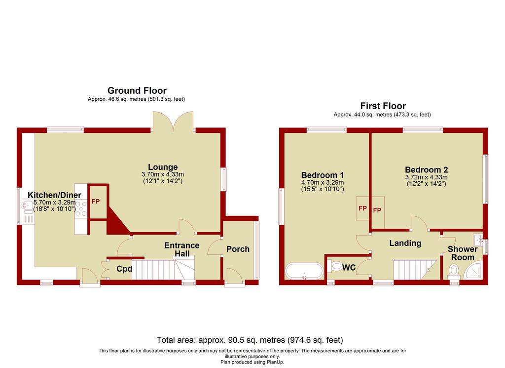 2 bedroom detached house for sale - floorplan