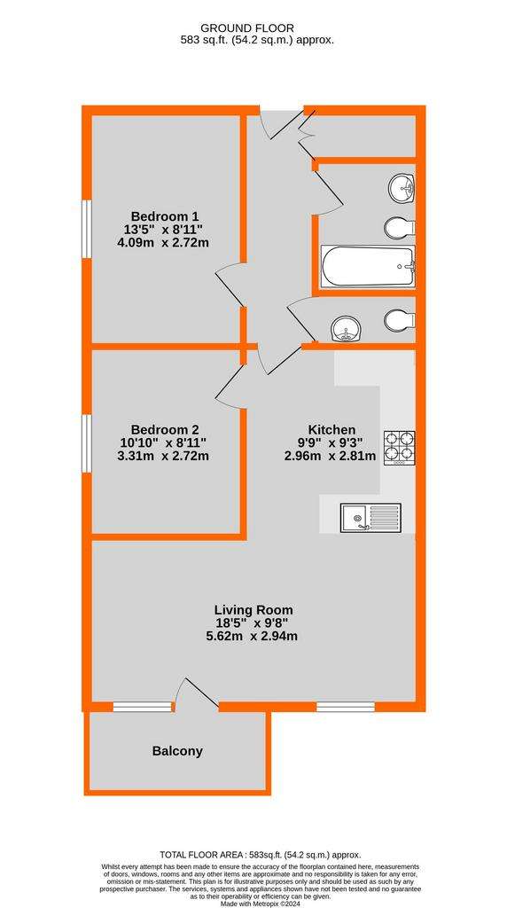 2 bedroom flat for sale - floorplan