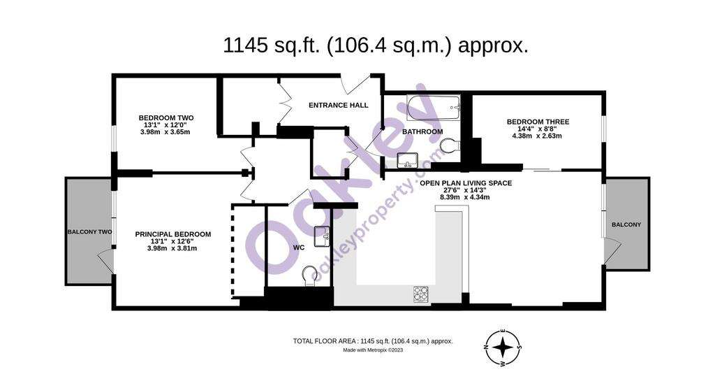 3 bedroom flat for sale - floorplan