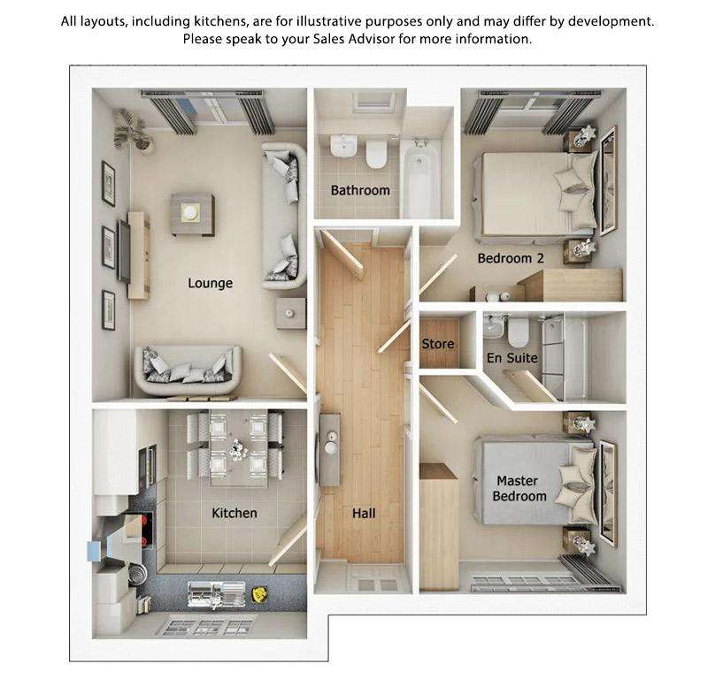 2 bedroom semi-detached house for sale - floorplan