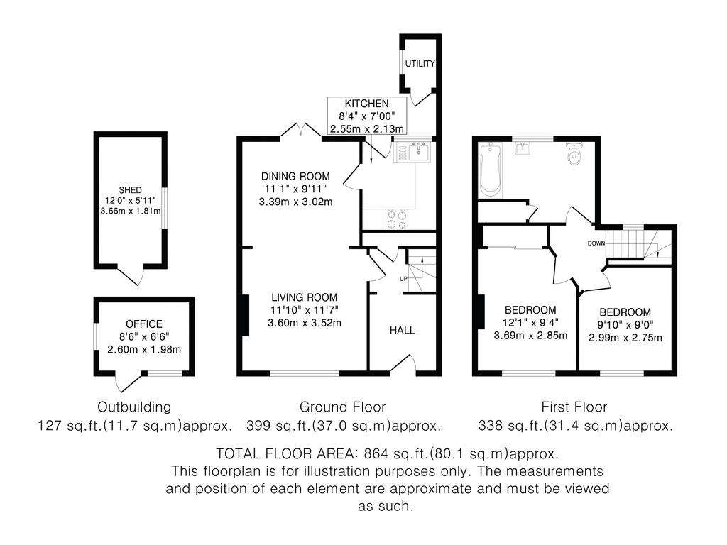 2 bedroom semi-detached house for sale - floorplan