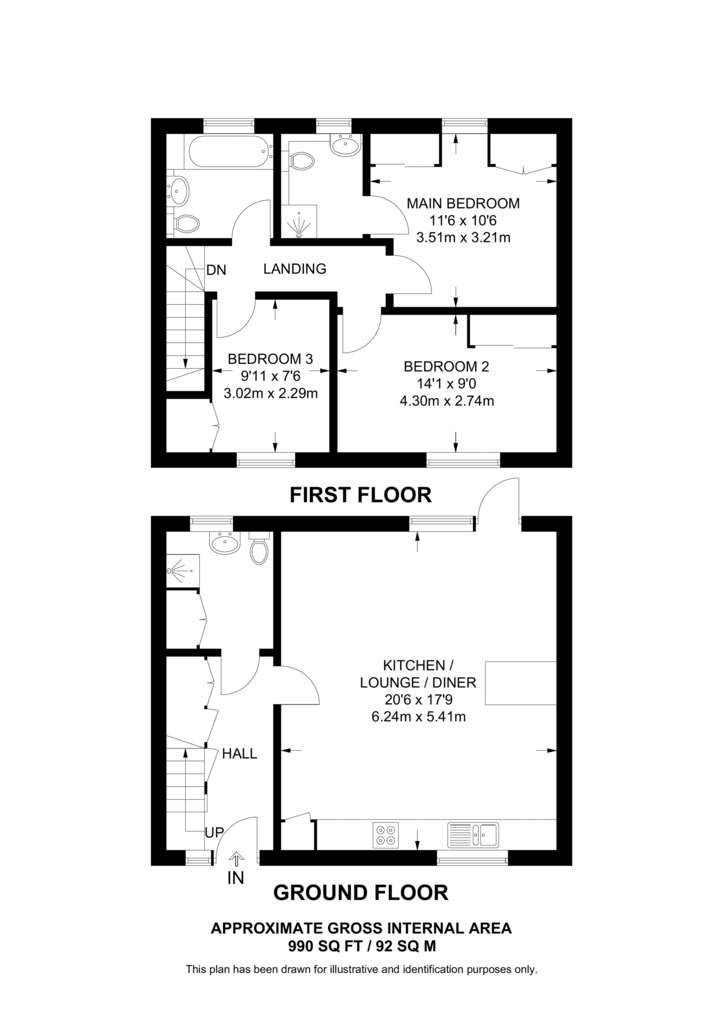 3 bedroom flat to rent - floorplan