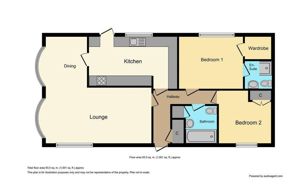 2 bedroom bungalow for sale - floorplan