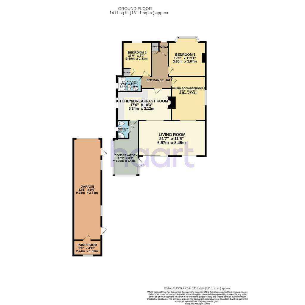 2 bedroom detached bungalow for sale - floorplan