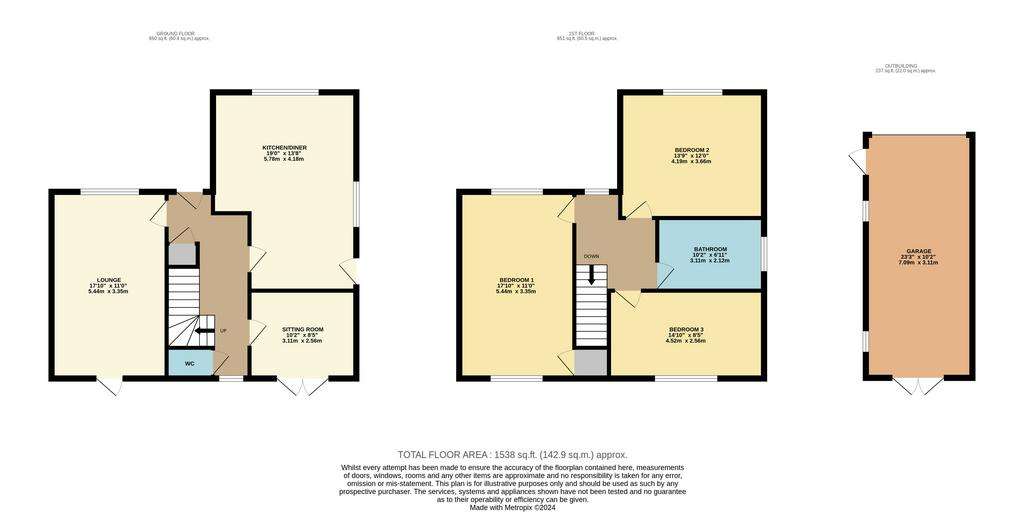 3 bedroom semi-detached house for sale - floorplan