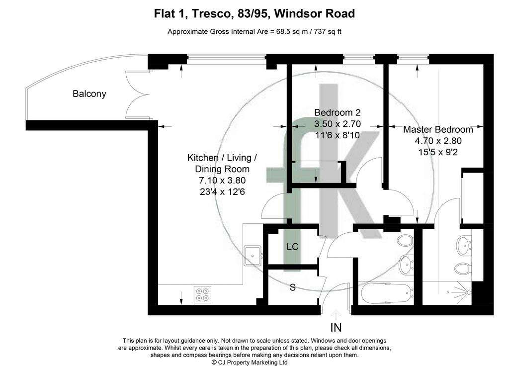 2 bedroom flat for sale - floorplan