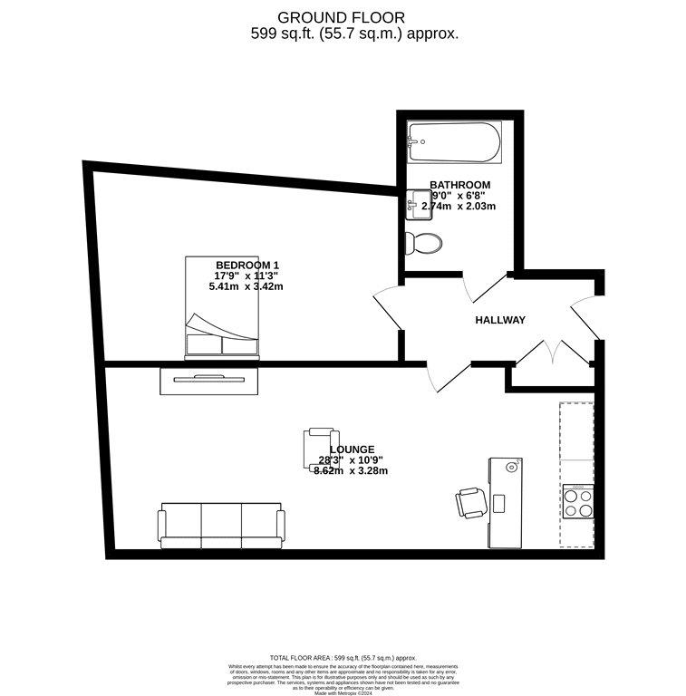 1 bedroom flat for sale - floorplan