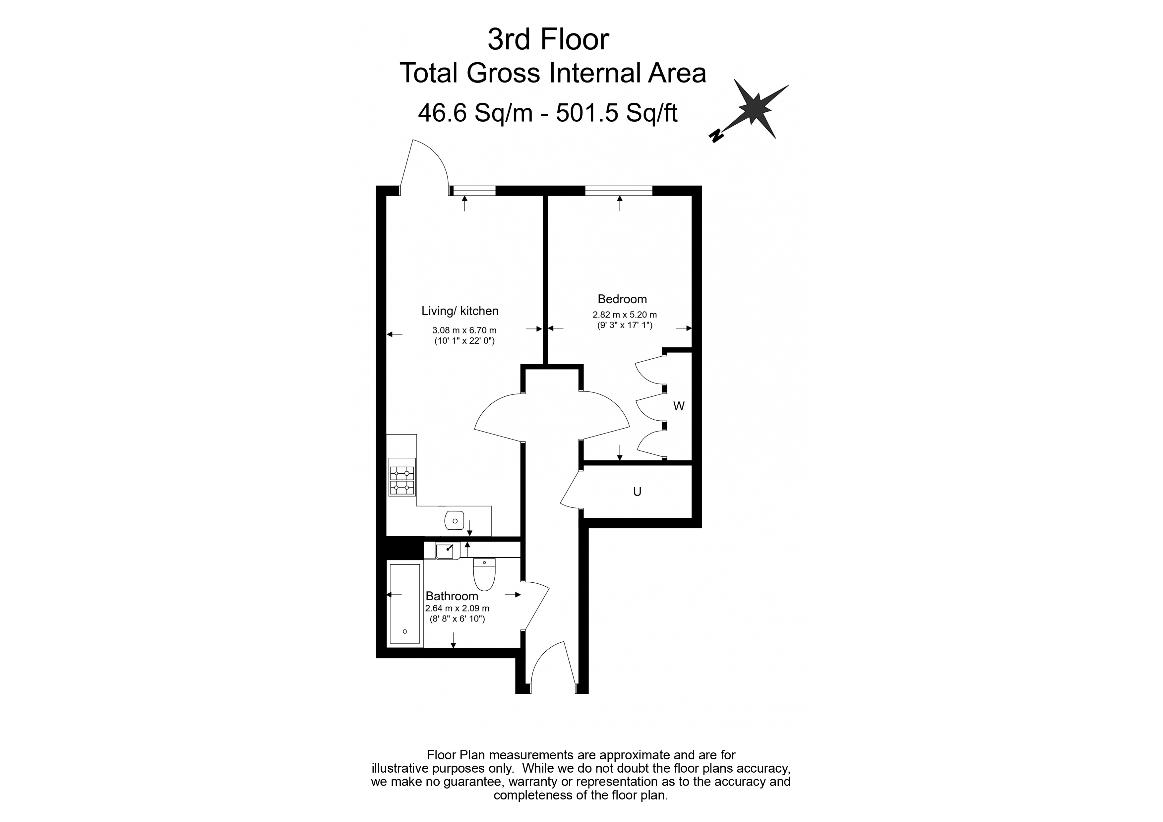 1 bedroom flat for sale - floorplan