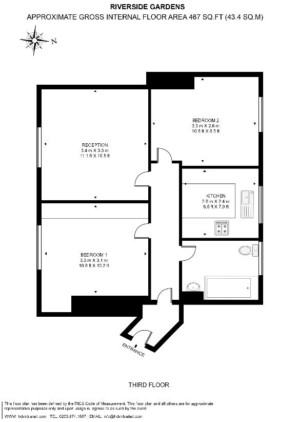 1 bedroom flat for sale - floorplan