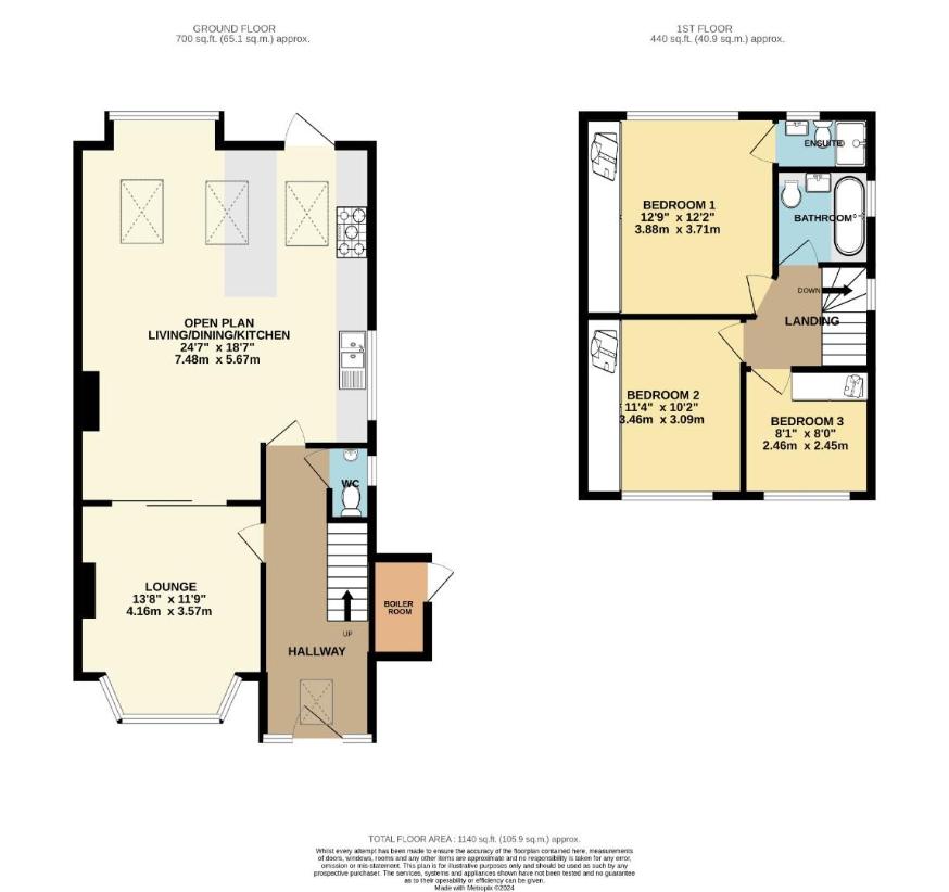 3 bedroom semi-detached house for sale - floorplan