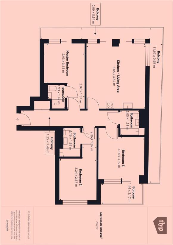 3 bedroom flat for sale - floorplan