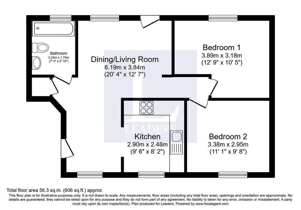 2 bedroom flat to rent - floorplan