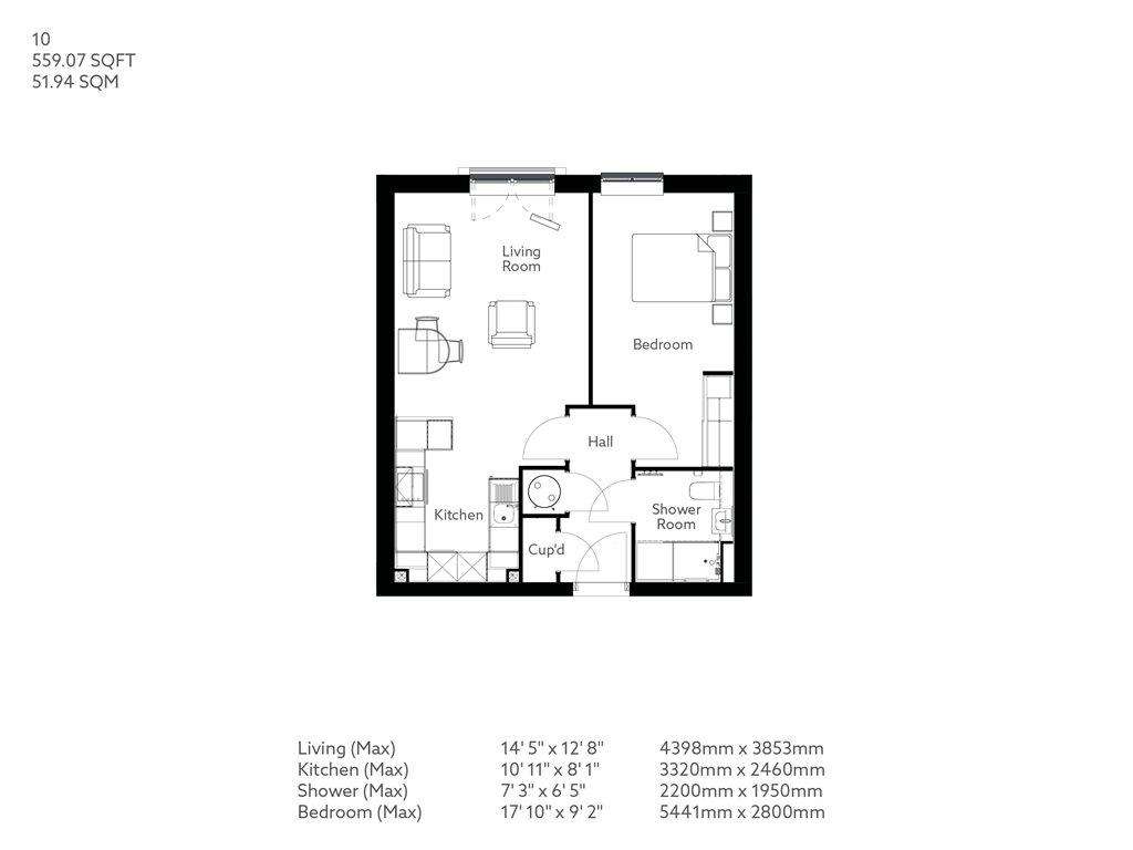 1 bedroom retirement property for sale - floorplan