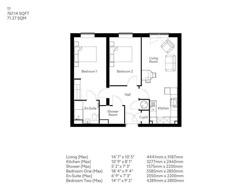 2 bedroom retirement property for sale - floorplan