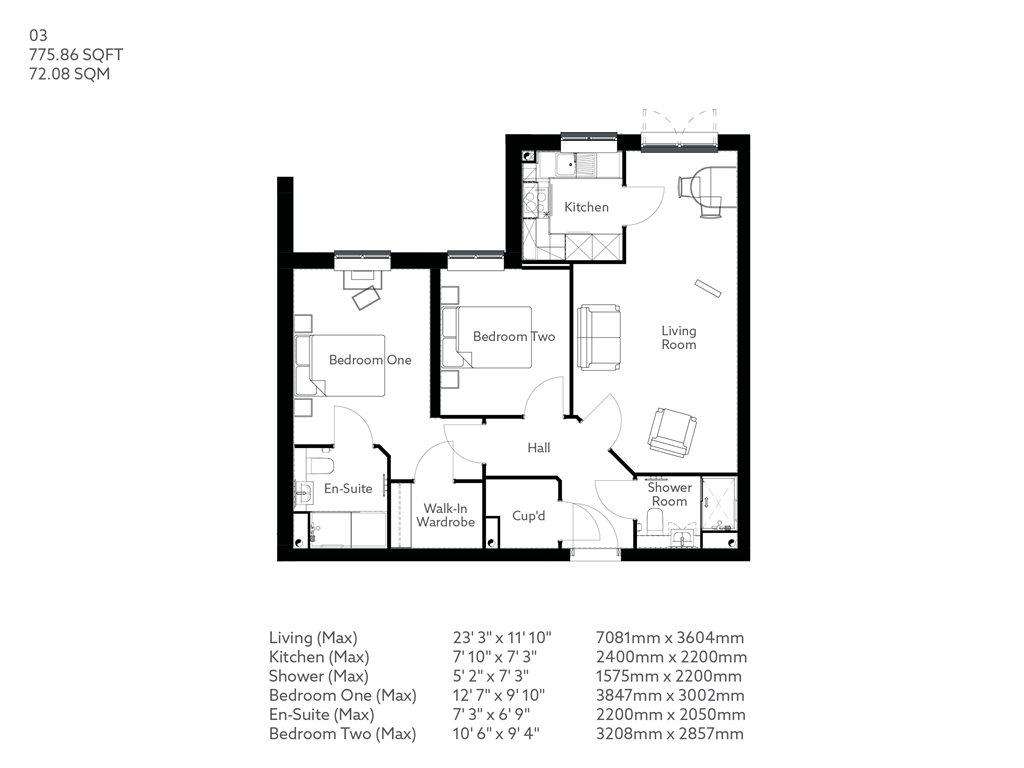 2 bedroom retirement property for sale - floorplan