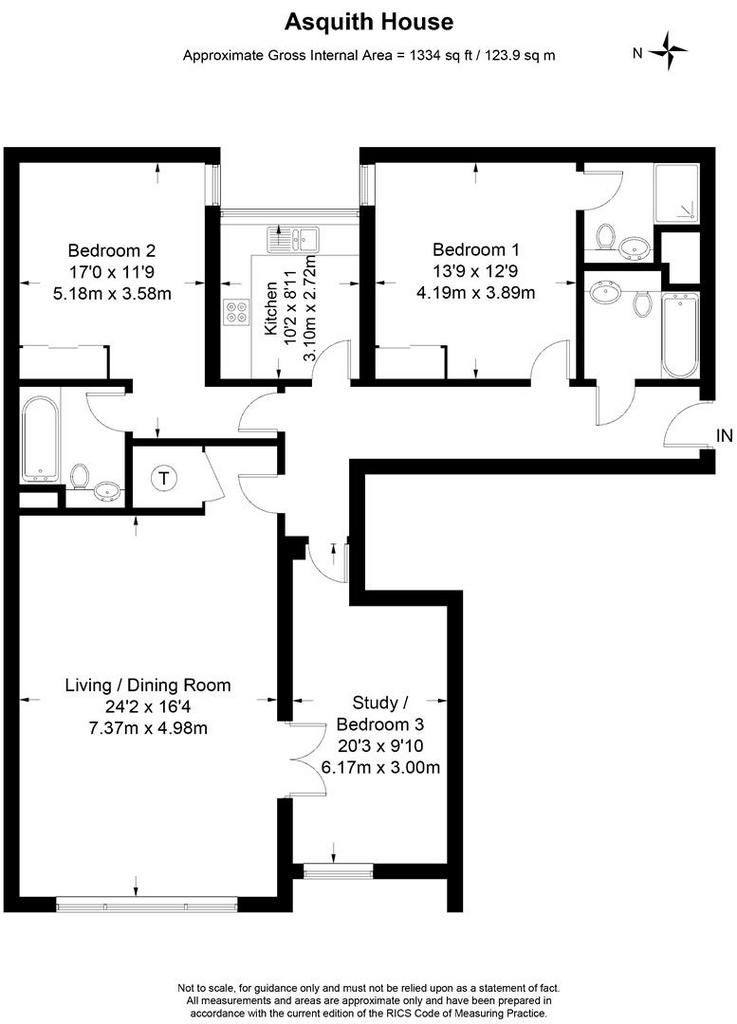 3 bedroom flat to rent - floorplan