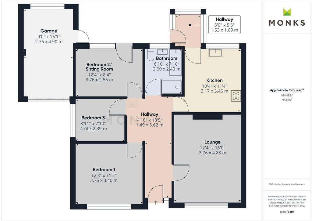 3 bedroom semi-detached bungalow for sale - floorplan